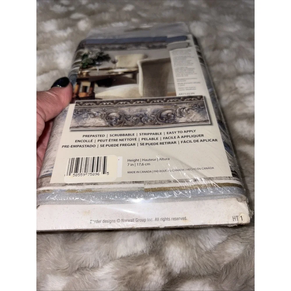 Vintage Home Trends Wallpaper Blue Florentine Border Scroll 7